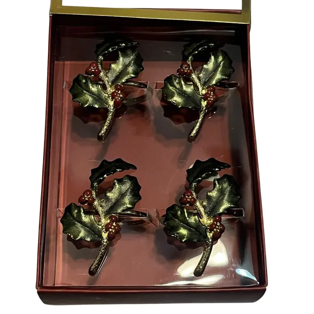 Lenox Holly Berry Napkin Rings Set of 4